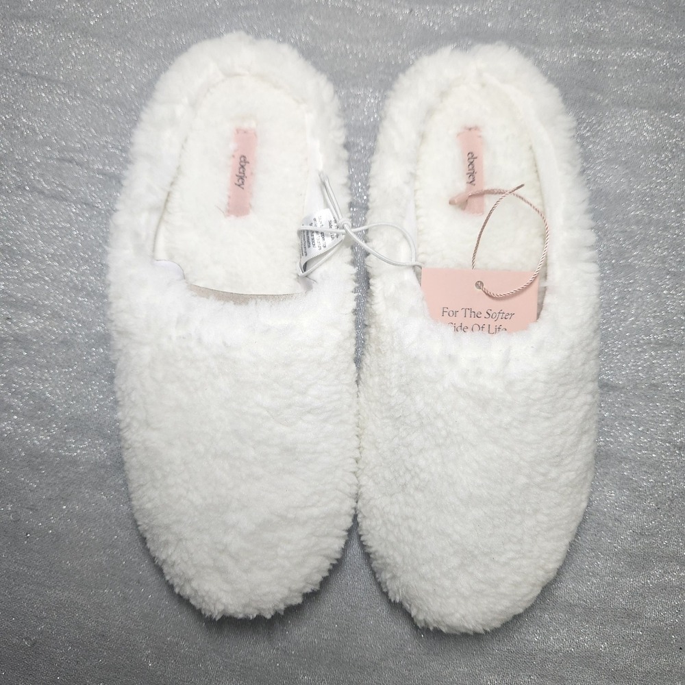 Eberjey Ivory Sherpa Slippers Mules XS1842SLS3 Womens S NEW NWT Fluffy Cozy